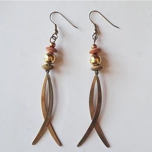 Vintage fish hook drop dangle earrings